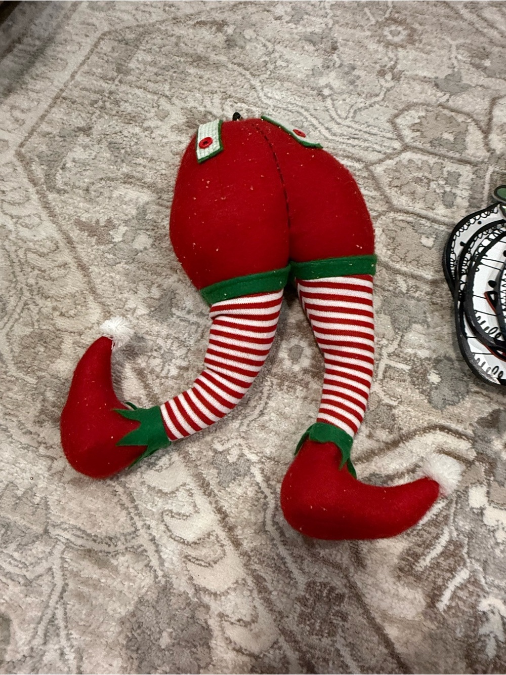 Holiday Elf Bottom Christmas Tree Decor in Red and Green